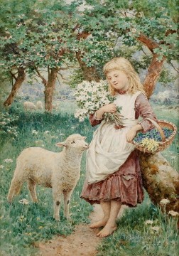 Country Girl by Henry James Johnstone British 03 pet kids Oil Paintings